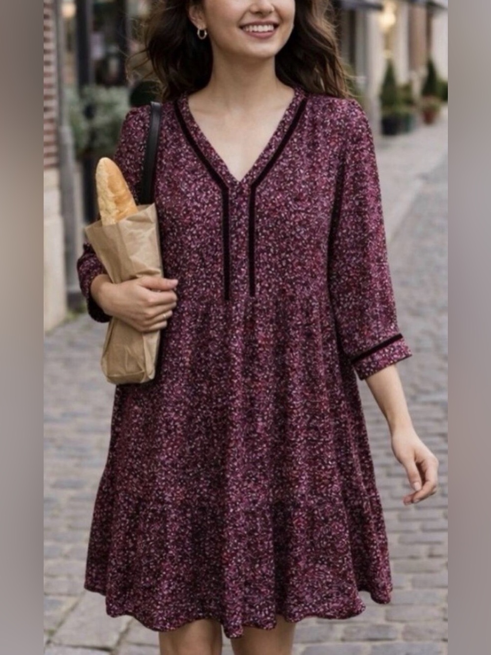 J Jill Floral Dress Viscose & Velvet Sz XL EUC